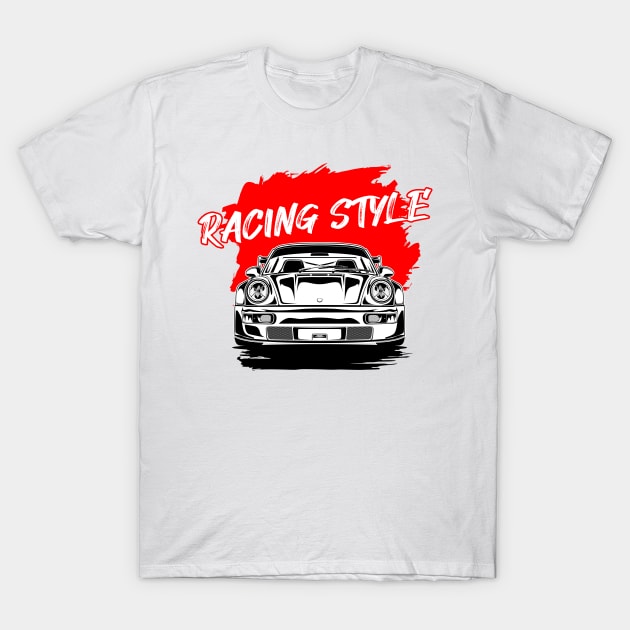 Racing Car Line Art Style T-Shirt by cturs